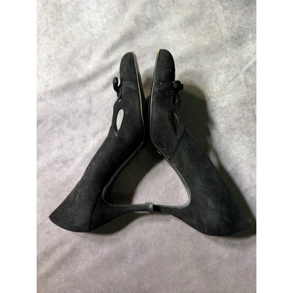 Dolce & Gabbana Black Suede Bow Cut-Out Pumps Stiletto Heels Made in Italy 38